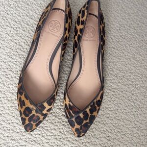 Tory Burch Brown and Black Leopard Print Flats
